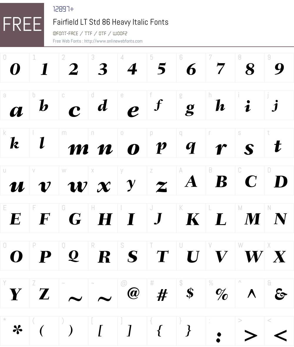 Fairfield LT Std Font Screenshots