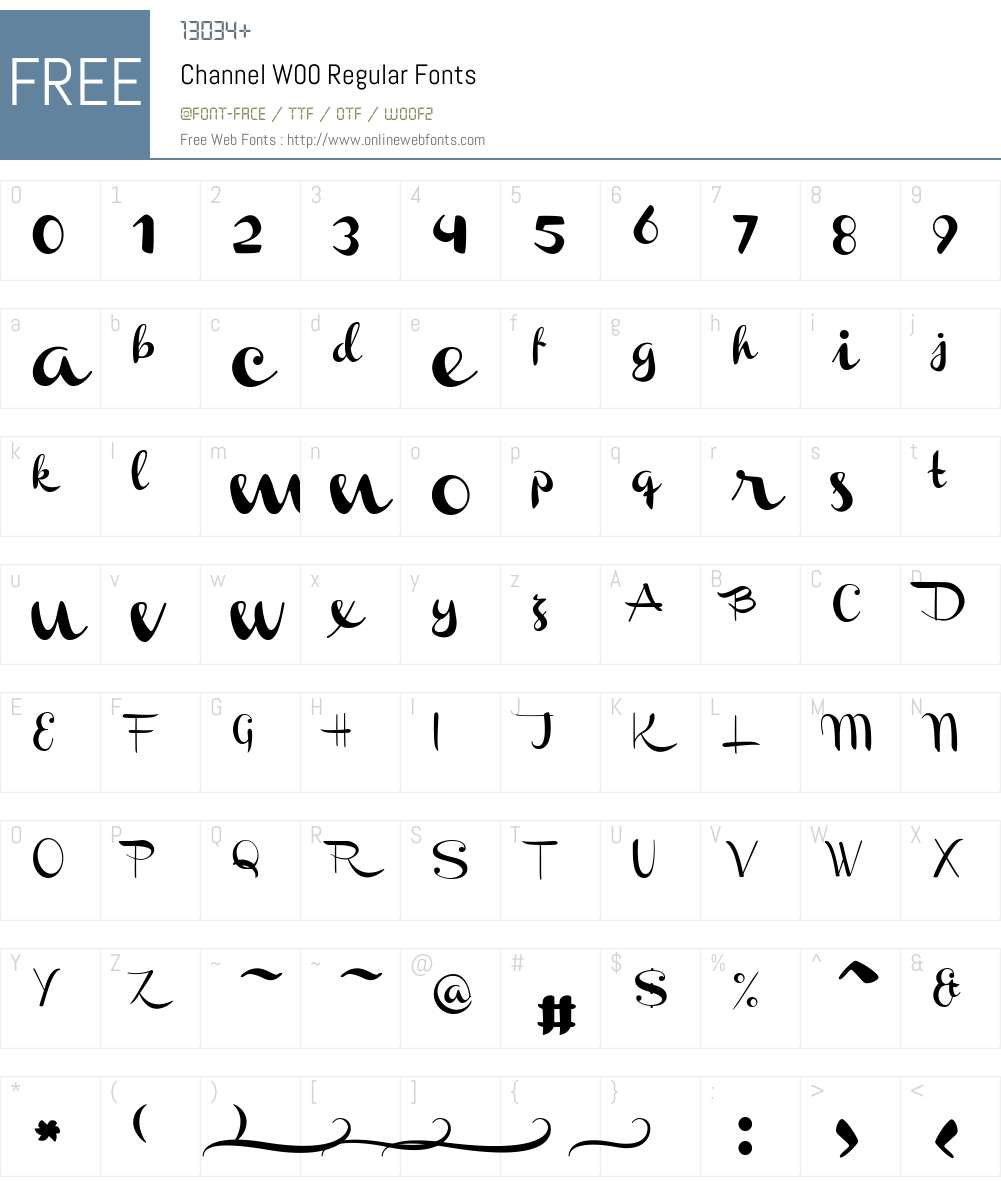 ChannelW00-Regular Font Screenshots