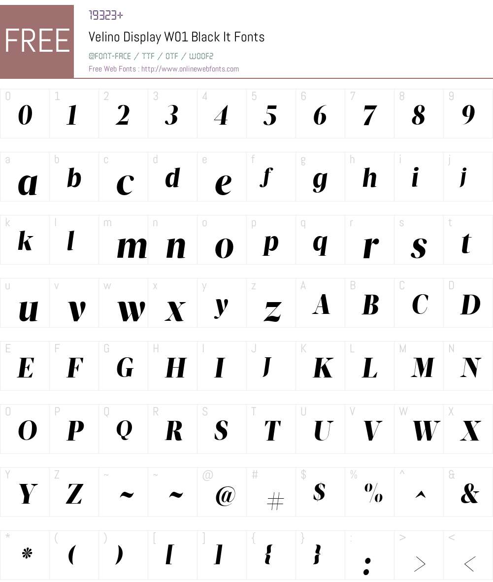 VelinoDisplayW01-BlackIt Font Screenshots