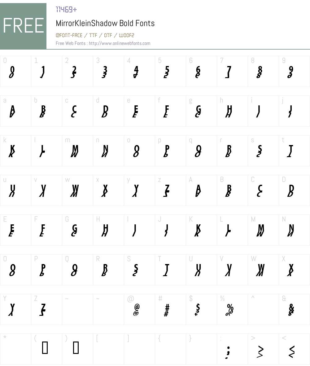 MirrorKleinShadow Font Screenshots