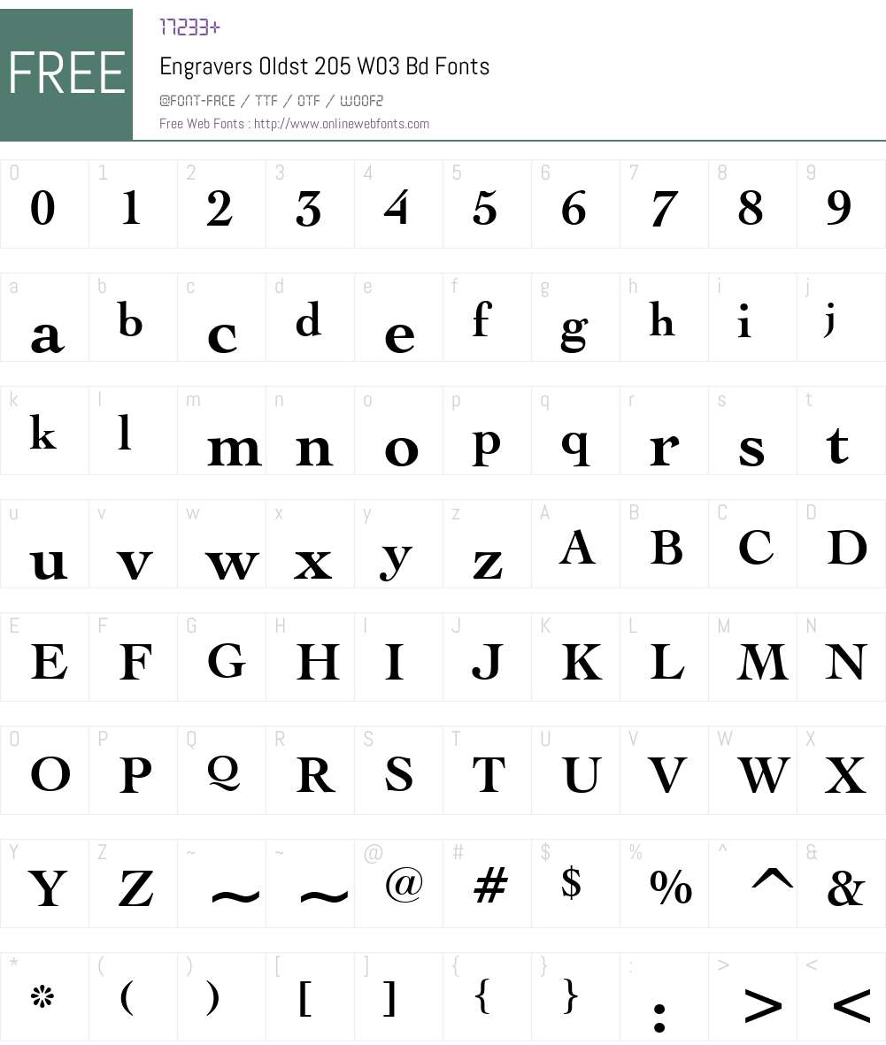 Engravers' Oldstyle 205 Font Screenshots