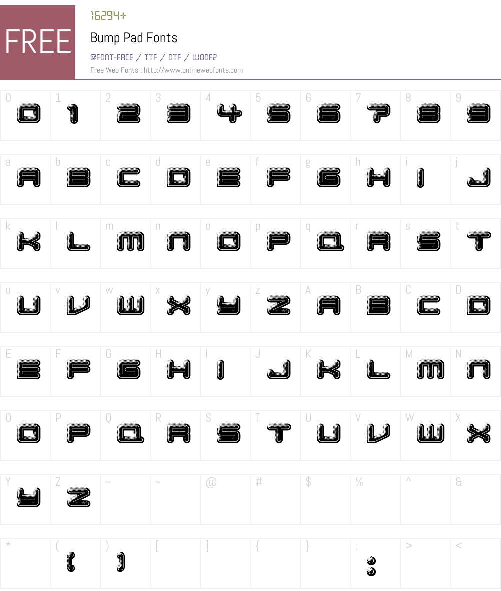 Bump Pad Font Screenshots