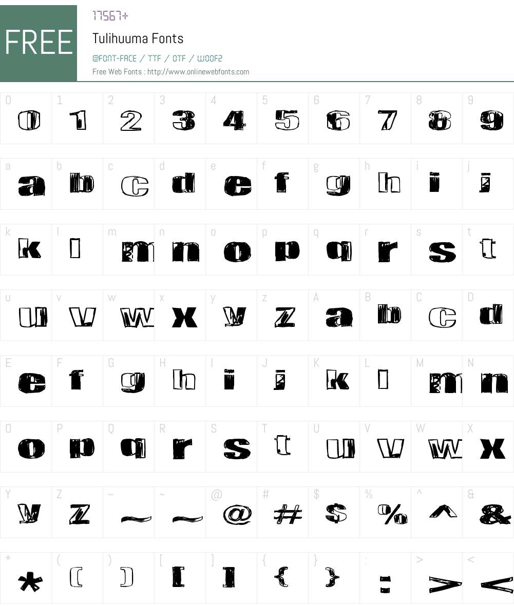 Tulihuuma Font Screenshots