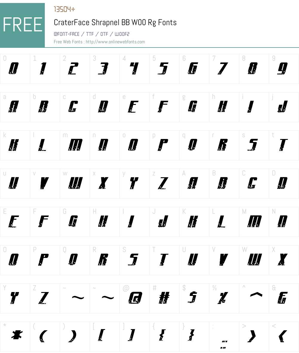 CraterFace Shrapnel BB Font Screenshots