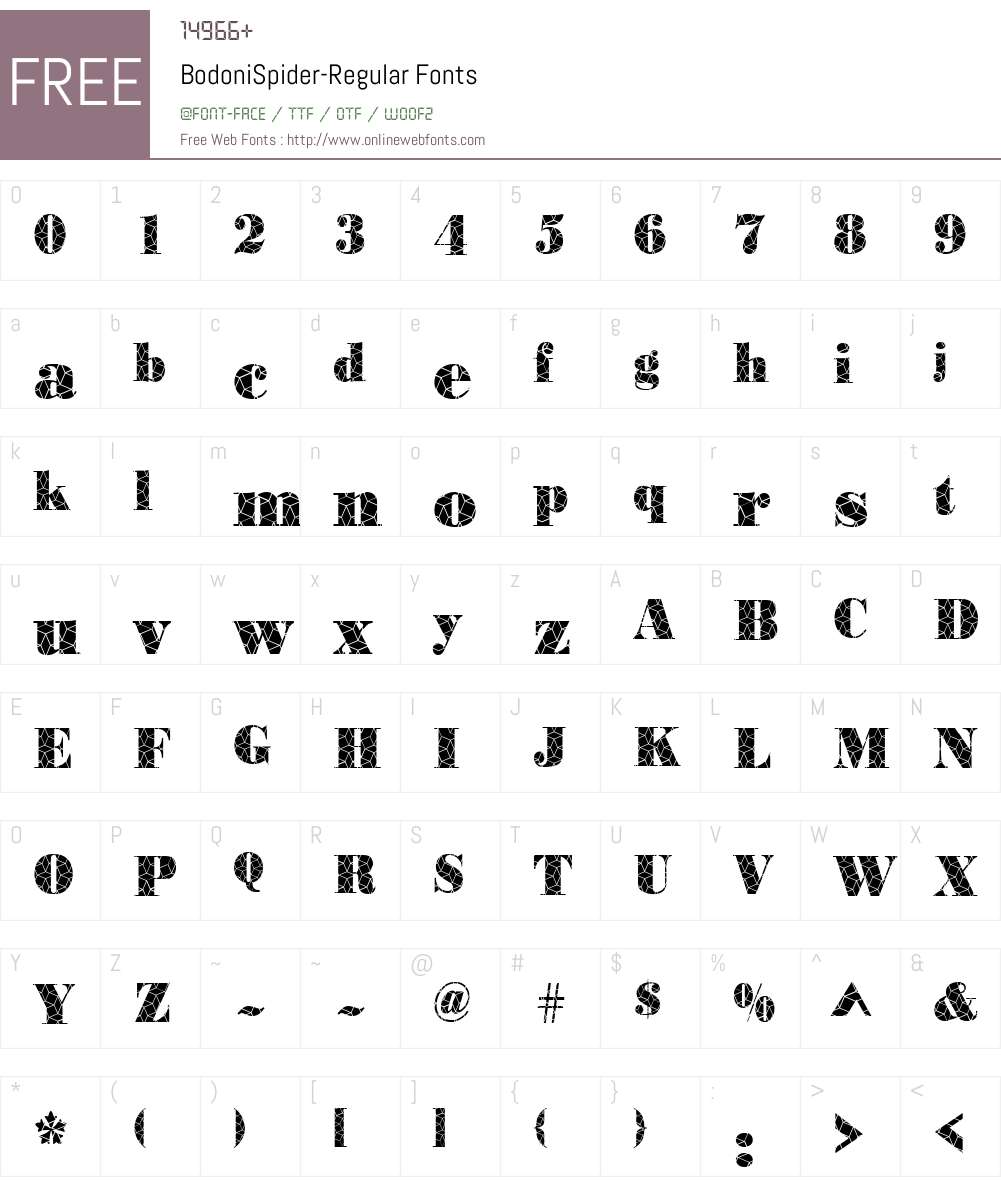 BodoniSpider Font Screenshots