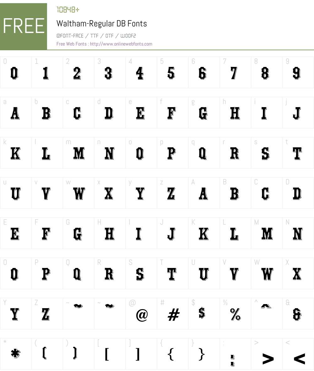 Waltham DB Font Screenshots