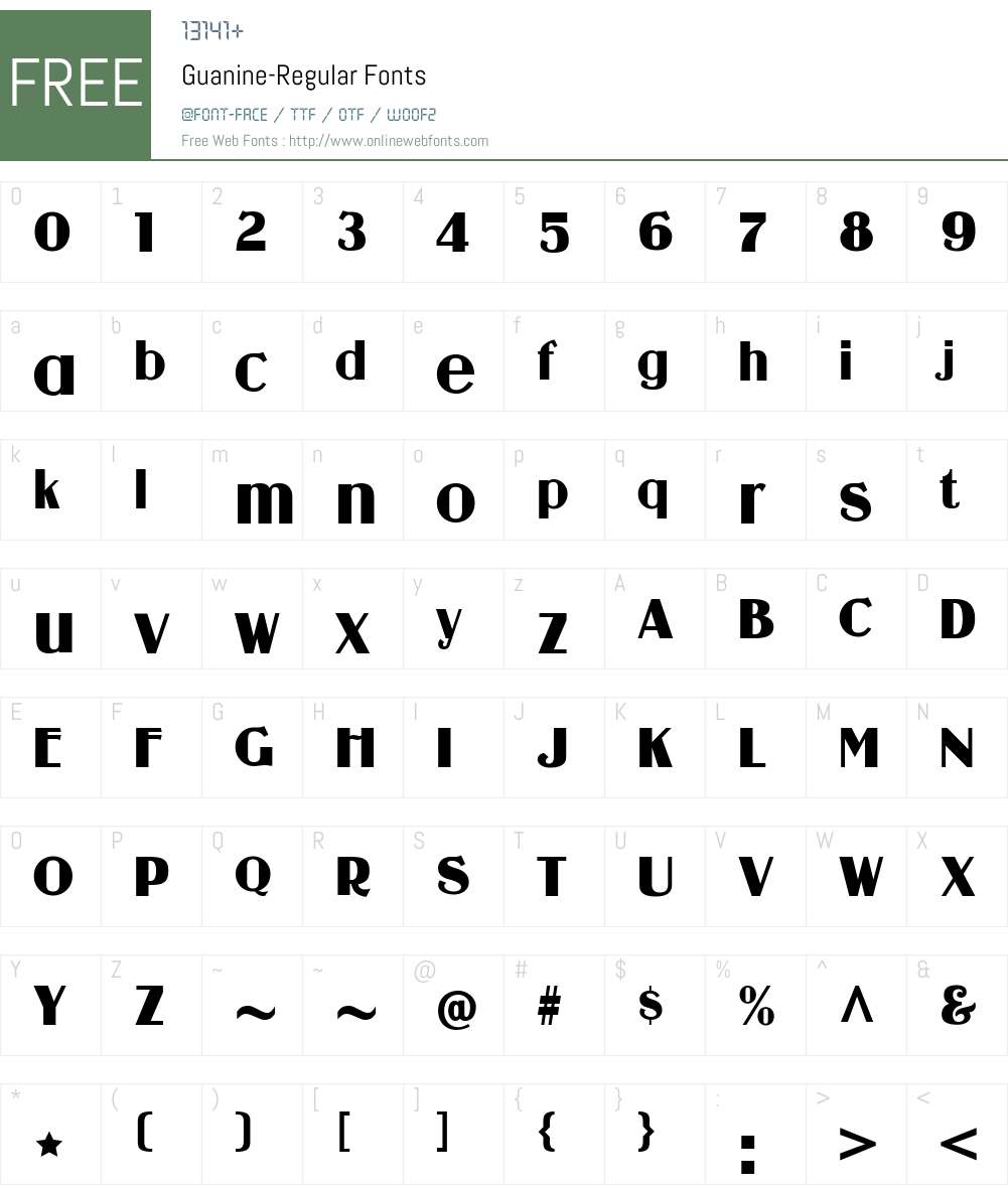 Guanine Font Screenshots