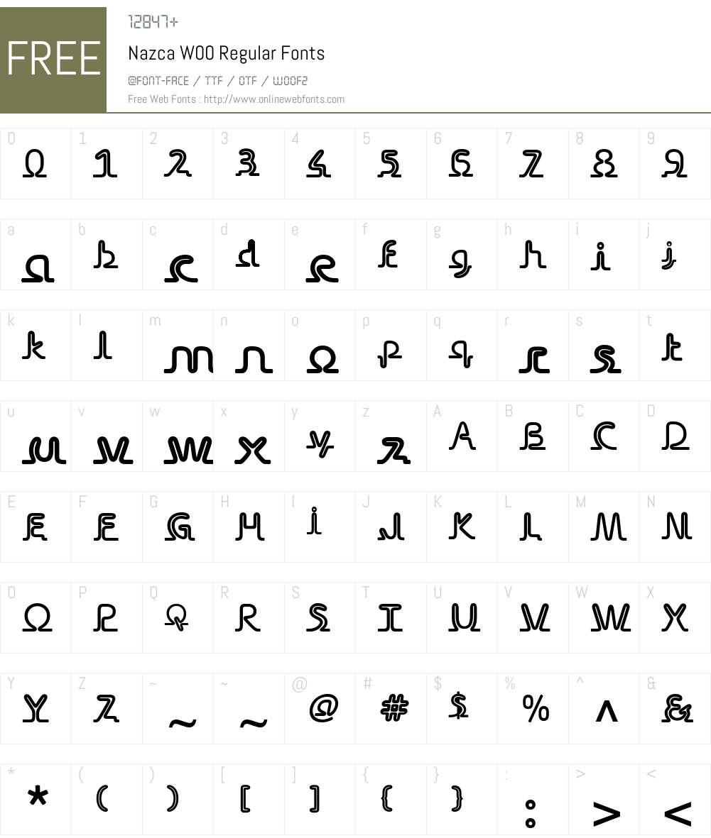 NazcaW00-Regular Font Screenshots