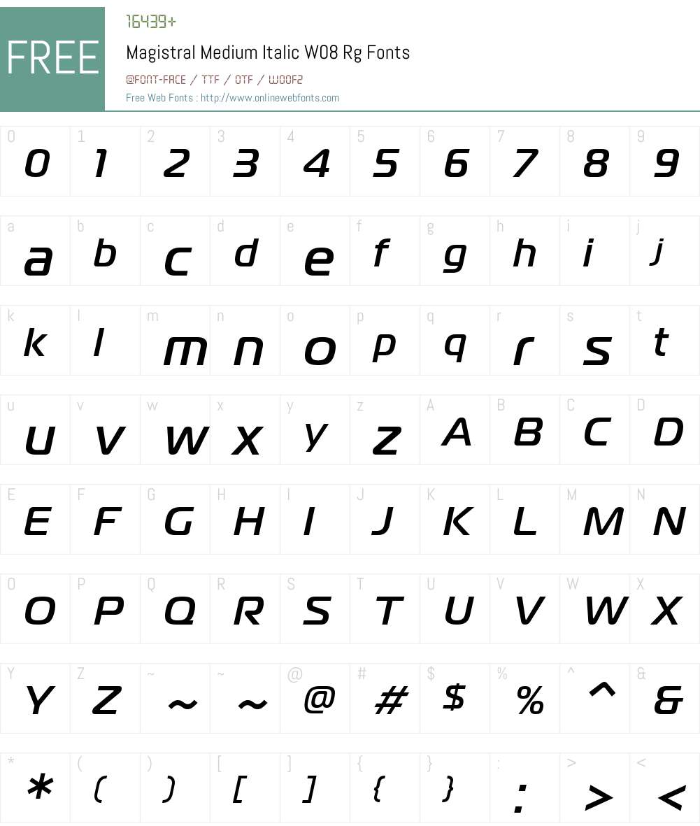 MagistralMediumItalicW08-Rg Font Screenshots