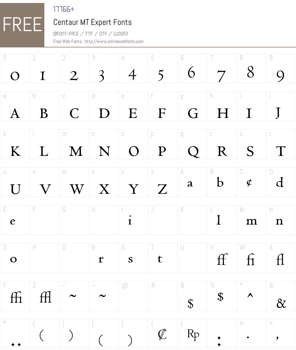 Centaur MT Font Screenshots