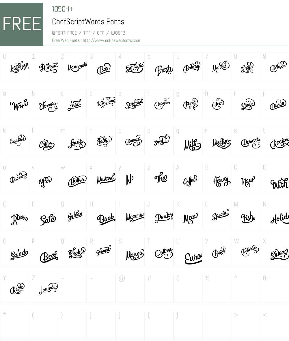 ChefScript Words Font Screenshots