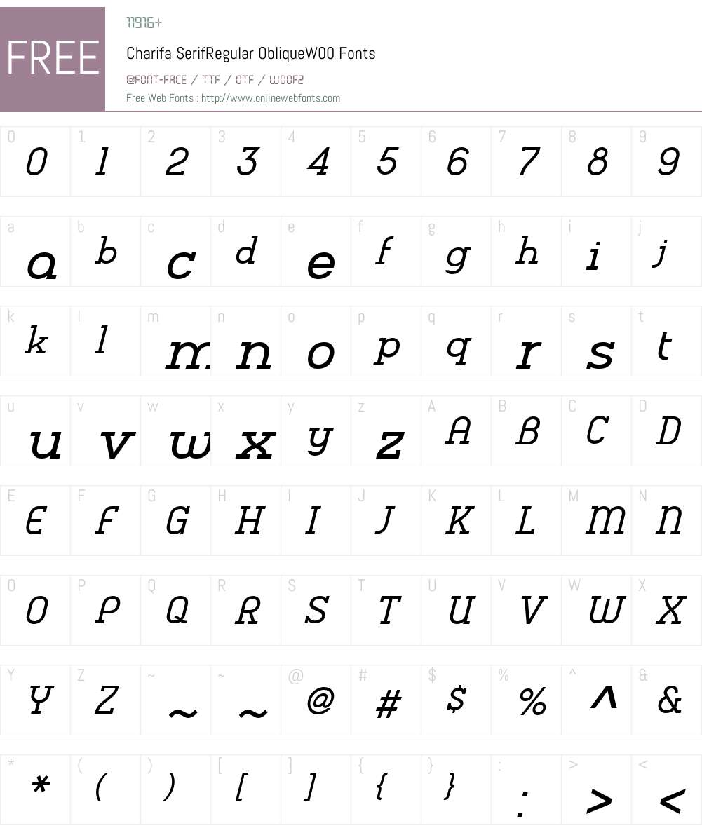Charifa Serif Font Screenshots