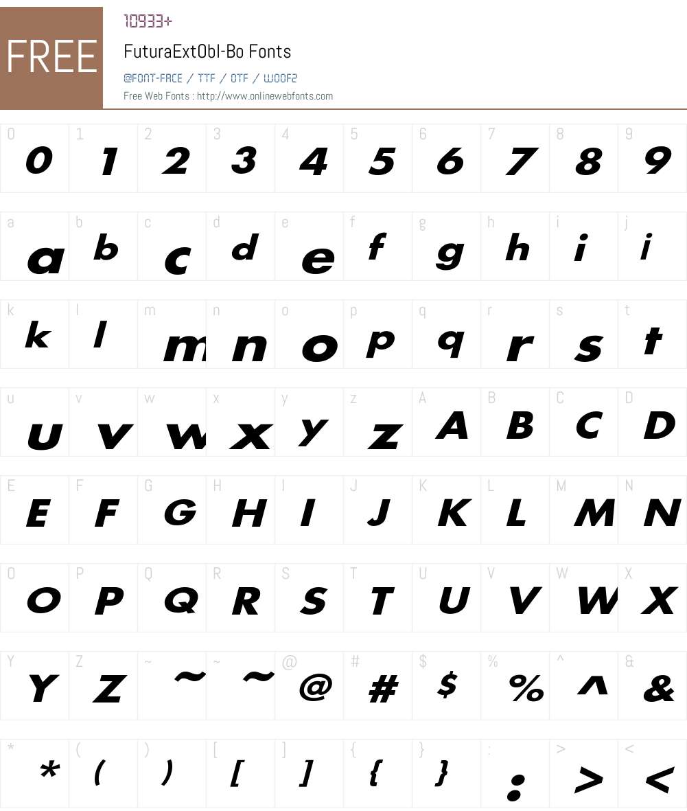 FuturaExtObl-Bo Font Screenshots