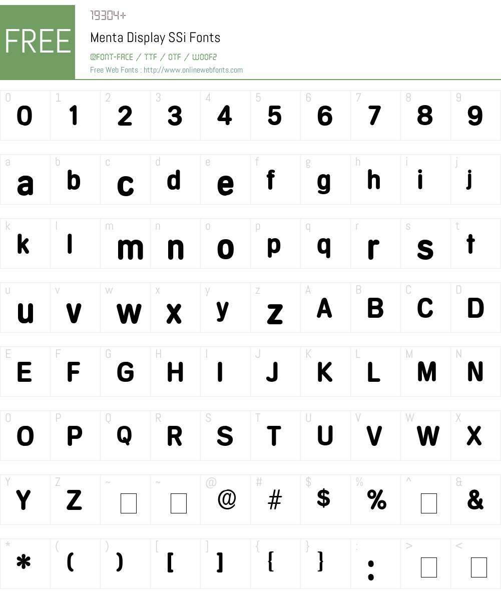 Menta Display SSi Font Screenshots
