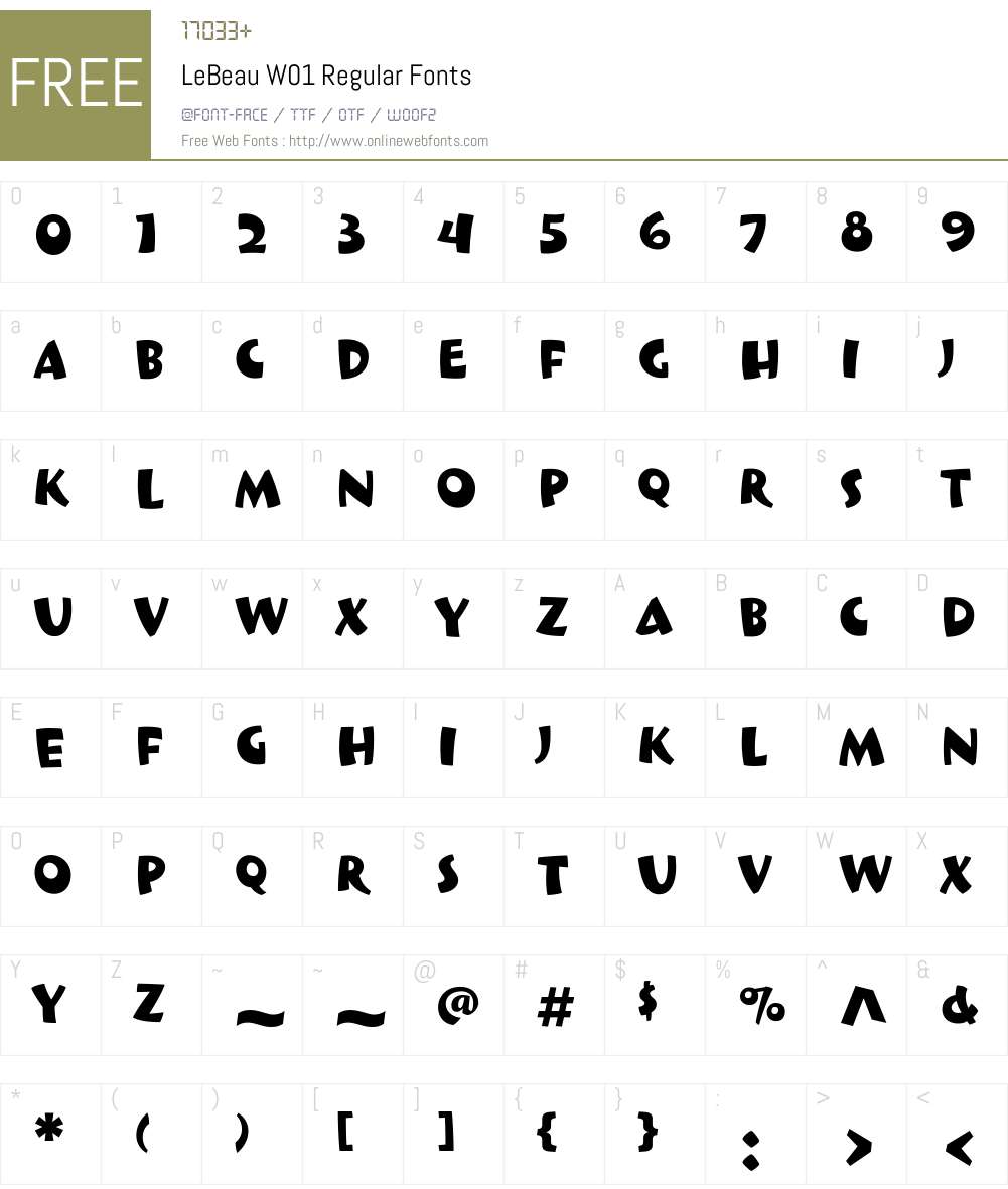 LeBeauW01-Regular Font Screenshots