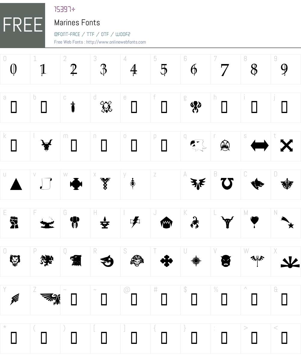 Marines Font Screenshots