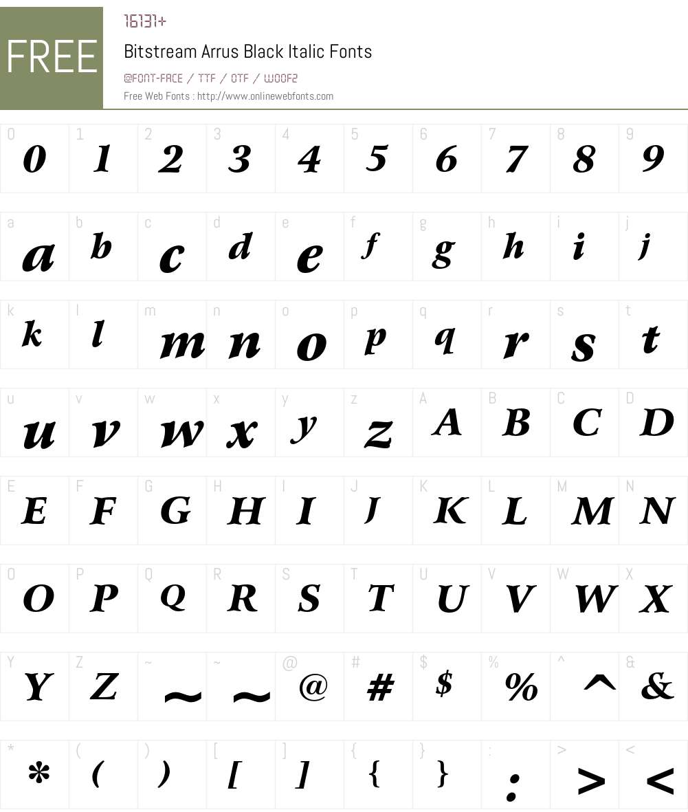 Bitstream Arrus Font Screenshots