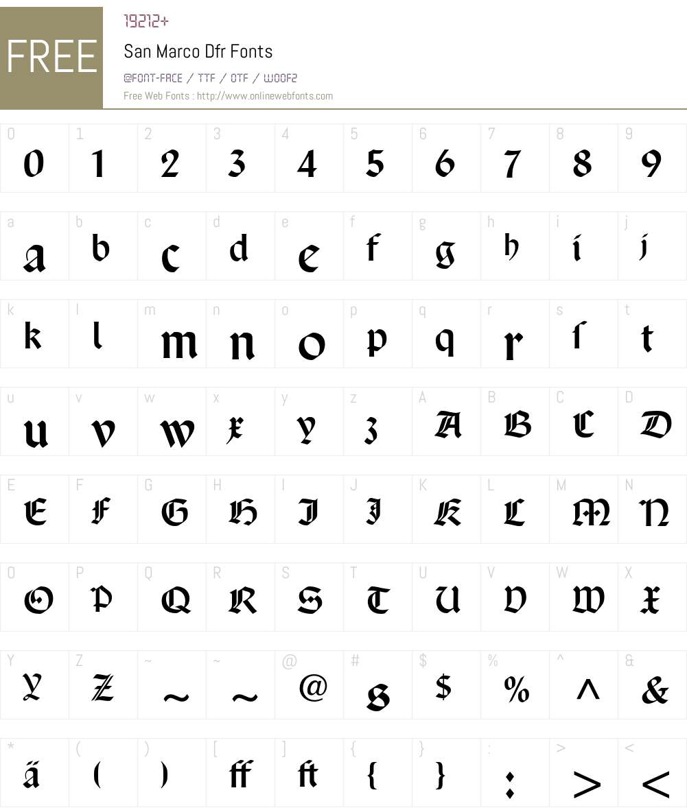 San Marco Font Screenshots