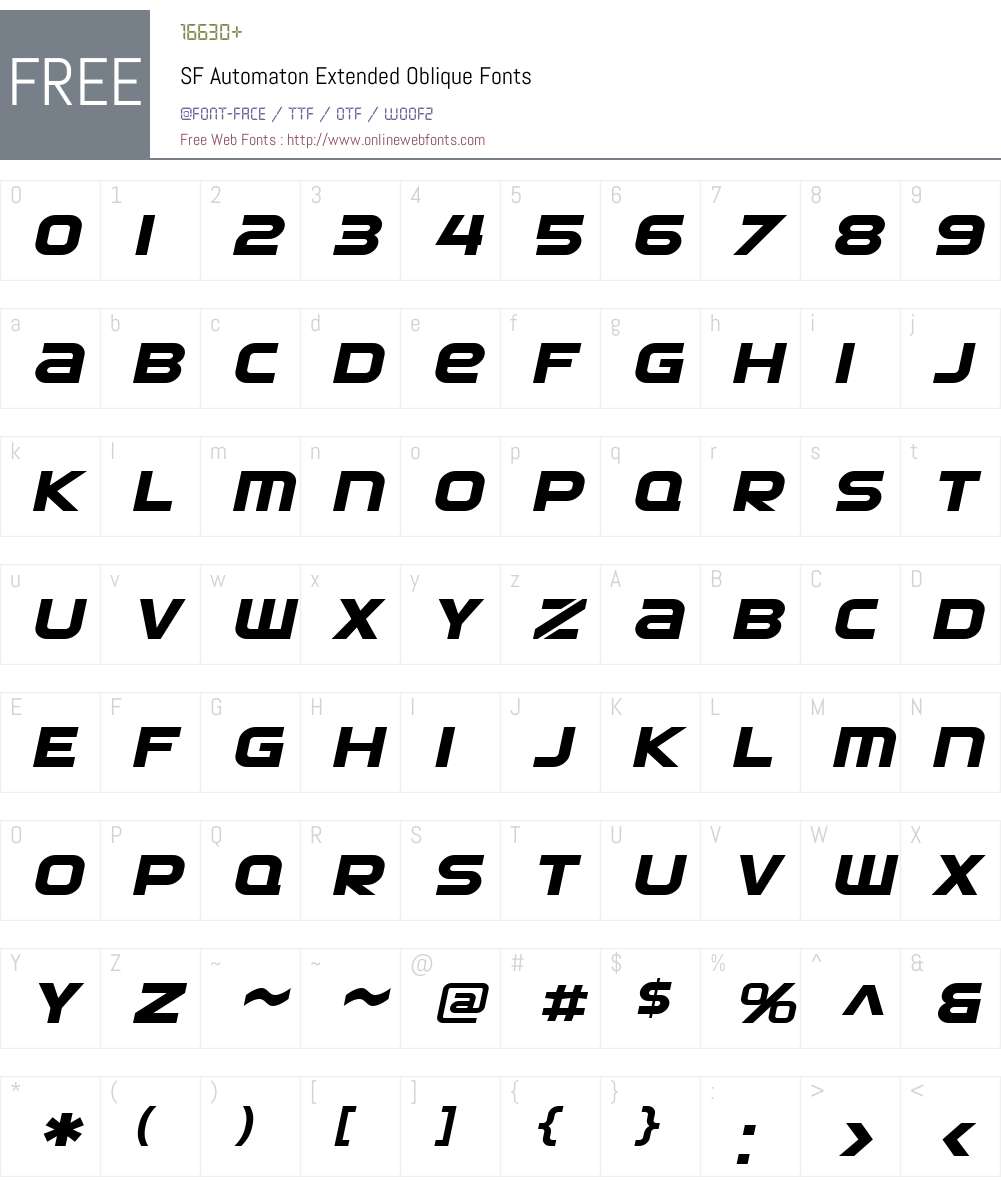 SF Automaton Extended Font Screenshots