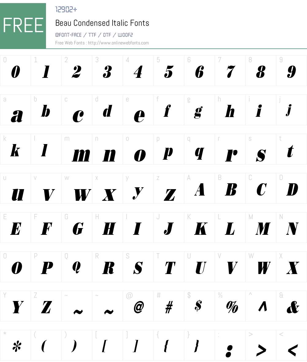 Beau Condensed Font Screenshots
