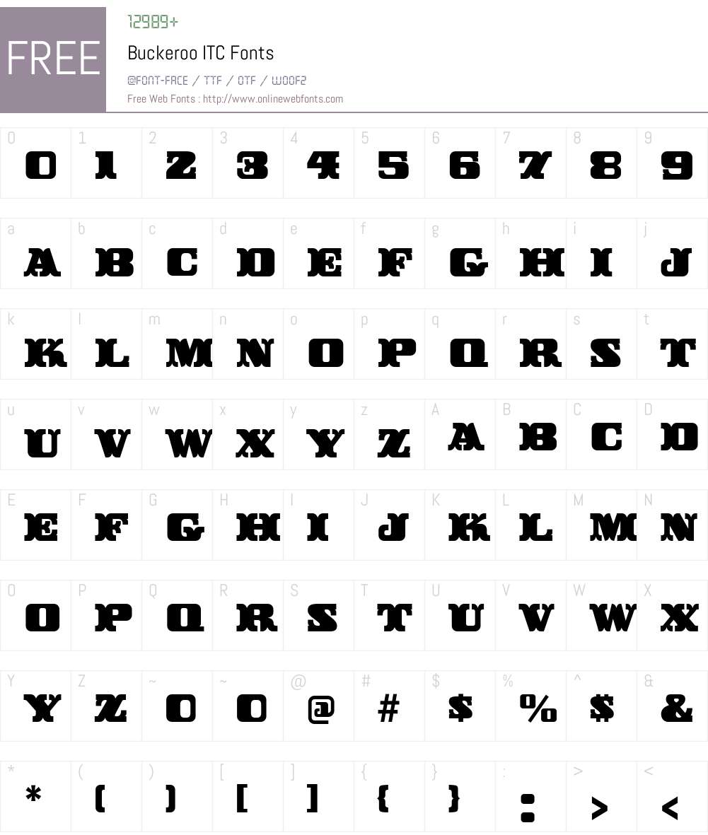 Buckeroo ITC Font Screenshots