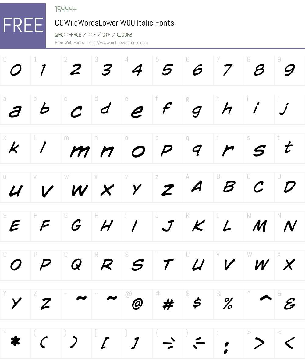 CCWildWordsLowerW00-Italic Font Screenshots