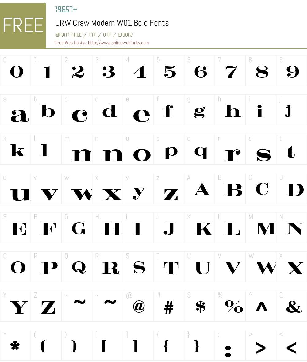 URWCrawModernW01-Bold Font Screenshots