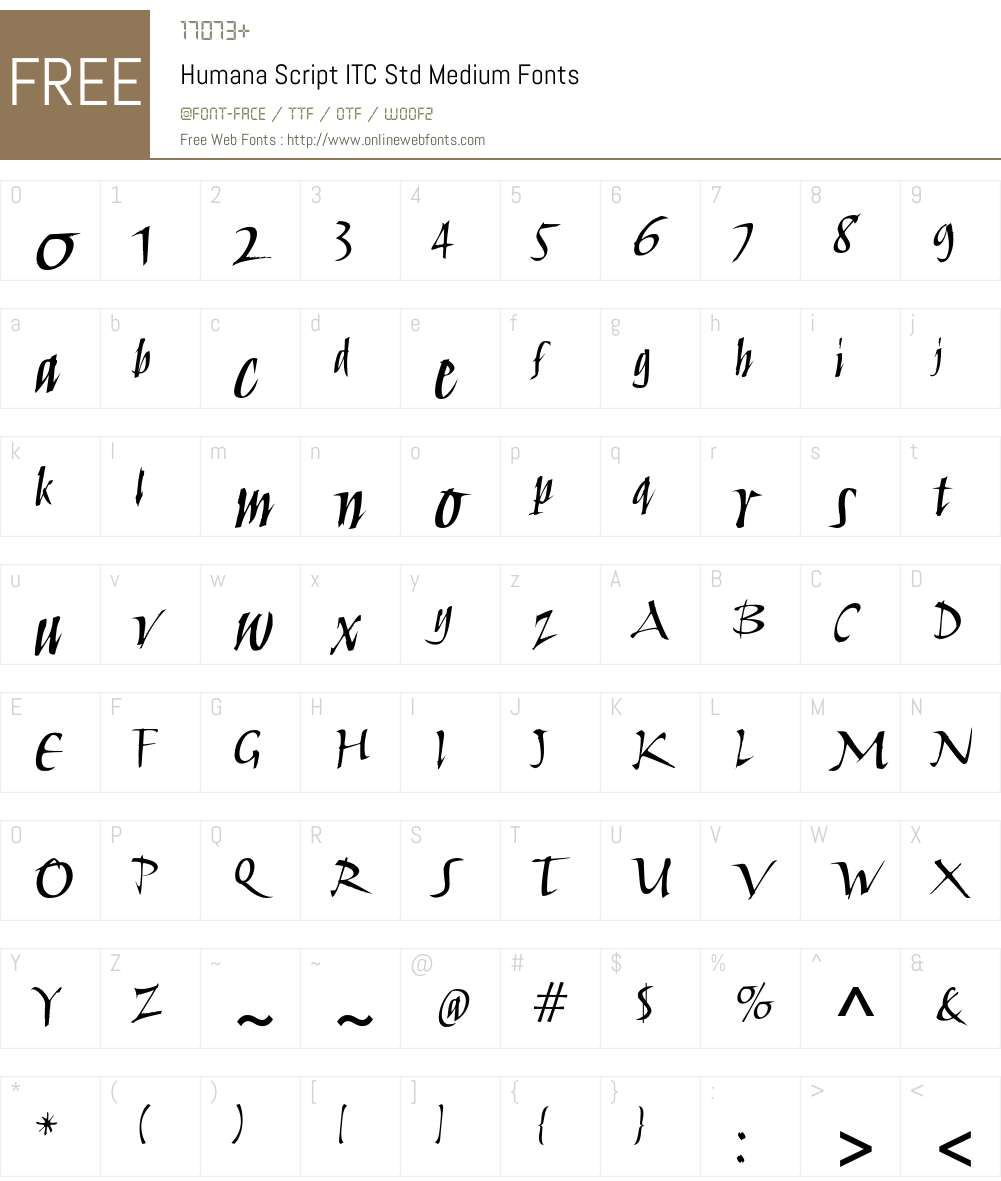 Humana Script ITC Std Font Screenshots