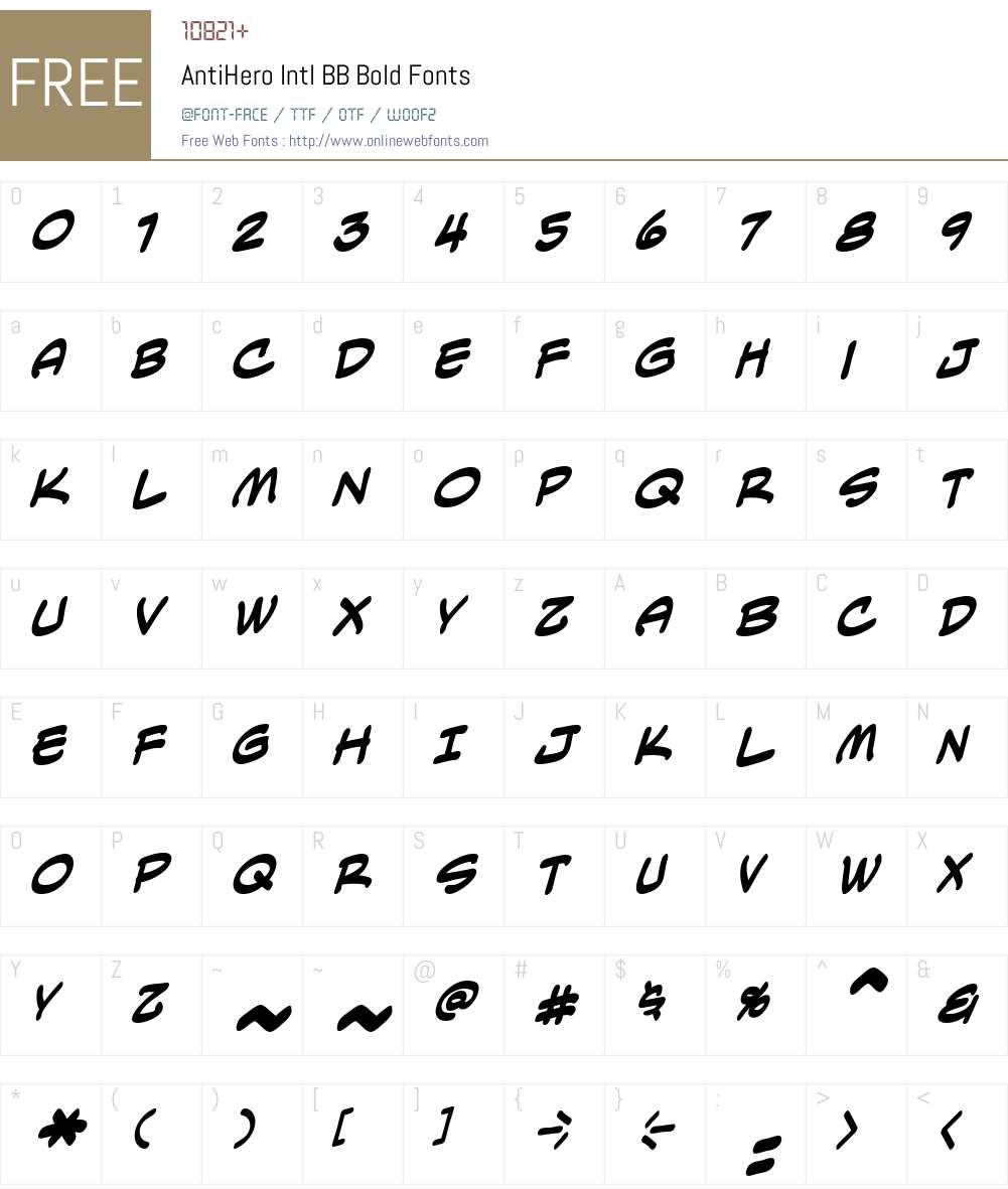 AntiHeroIntlBBBold Font Screenshots