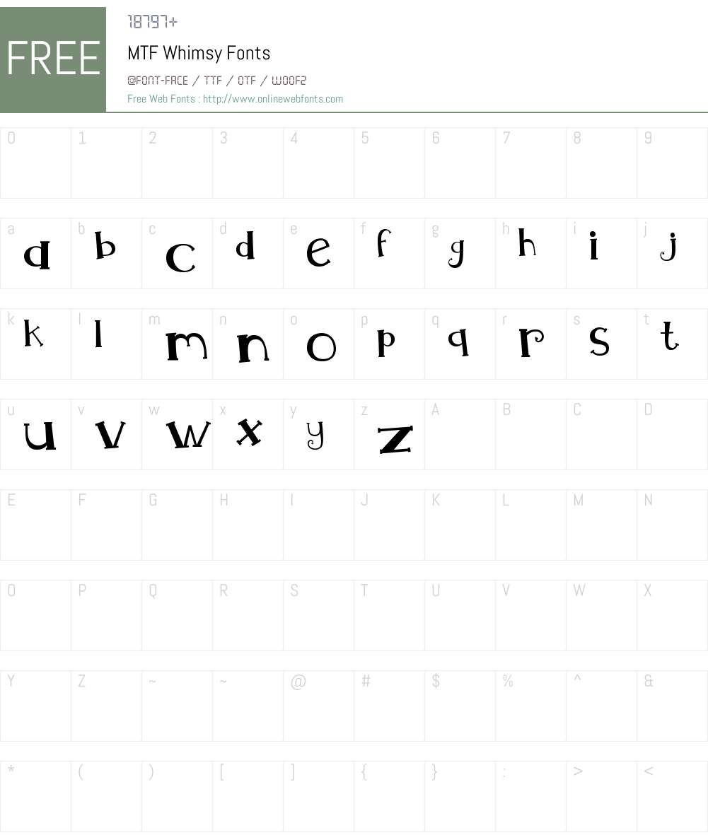 MTF Whimsy Font Screenshots