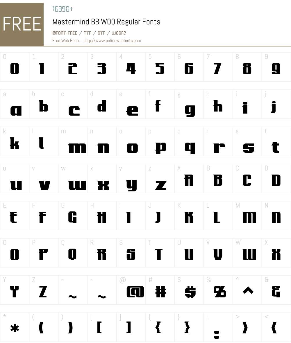 Mastermind BB Font Screenshots