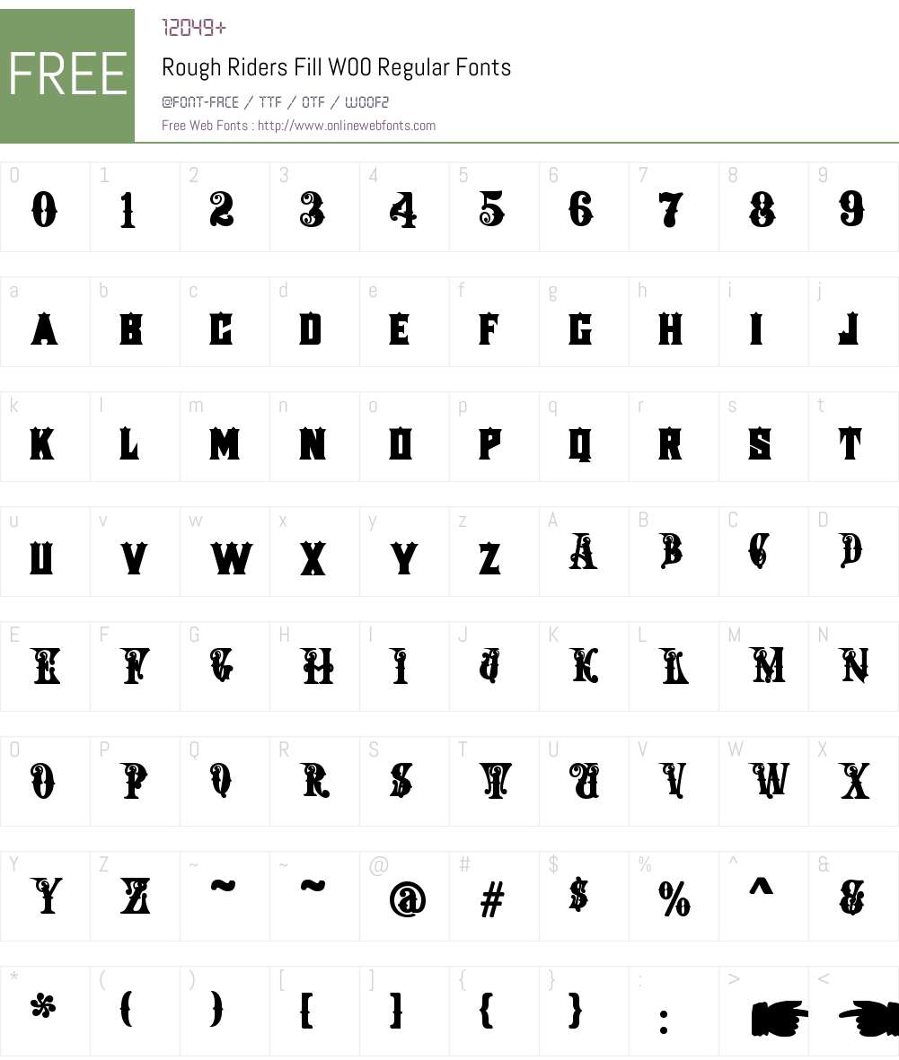 RoughRidersFillW00-Regular Font Screenshots