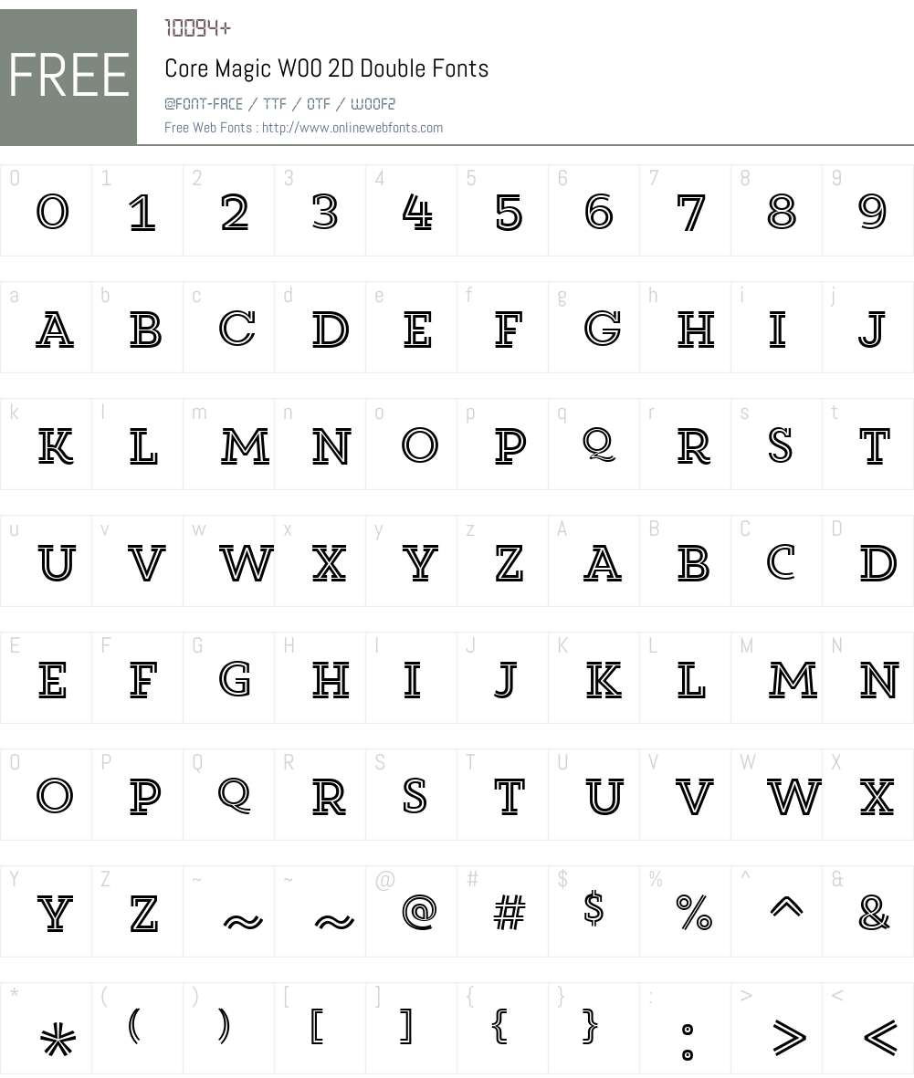 CoreMagicW00-2DDouble Font Screenshots