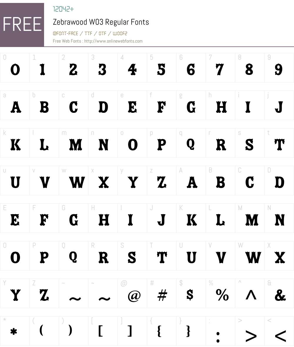 ZebrawoodW03-Regular Font Screenshots