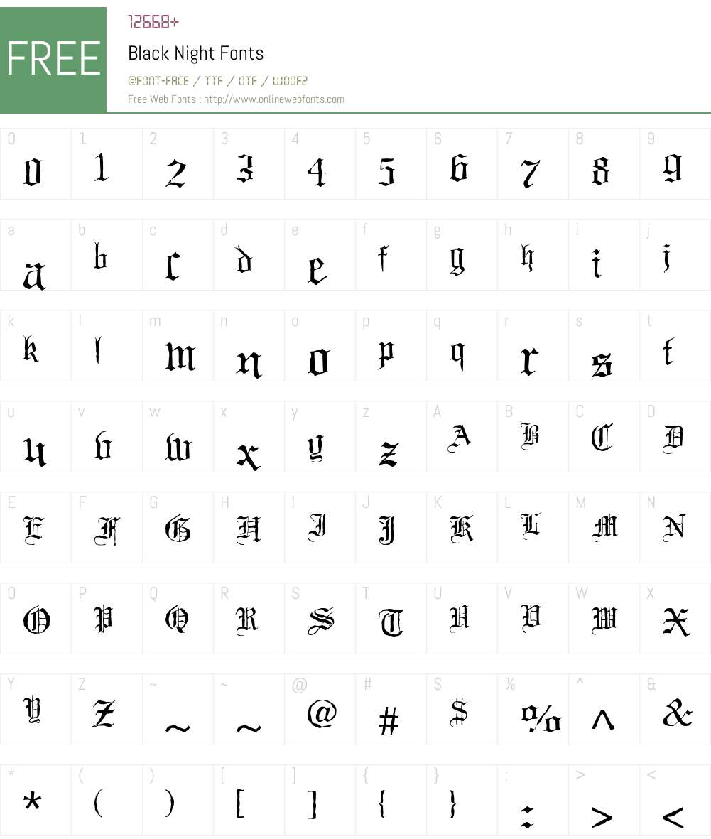 Black Night Font Screenshots