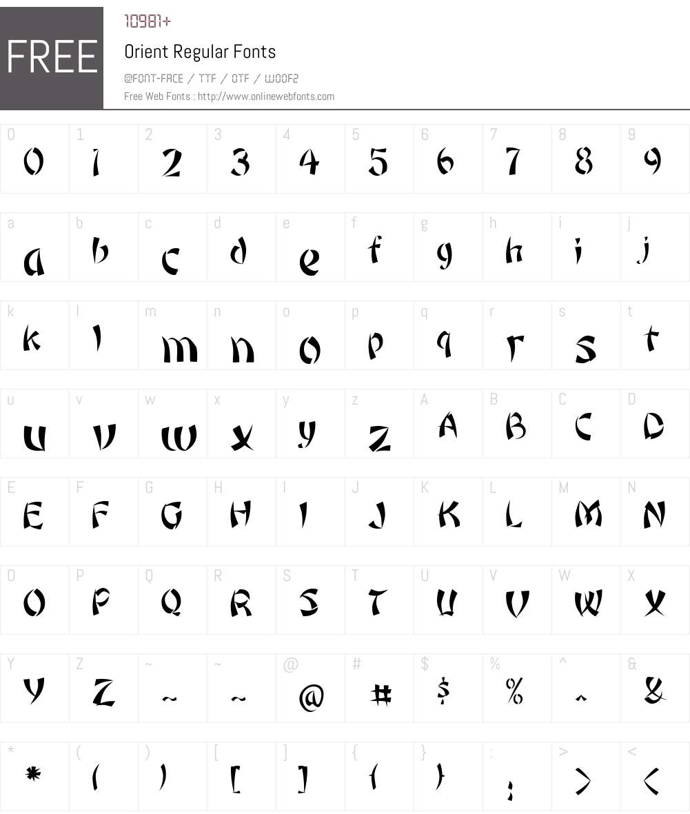 Orient Font Screenshots