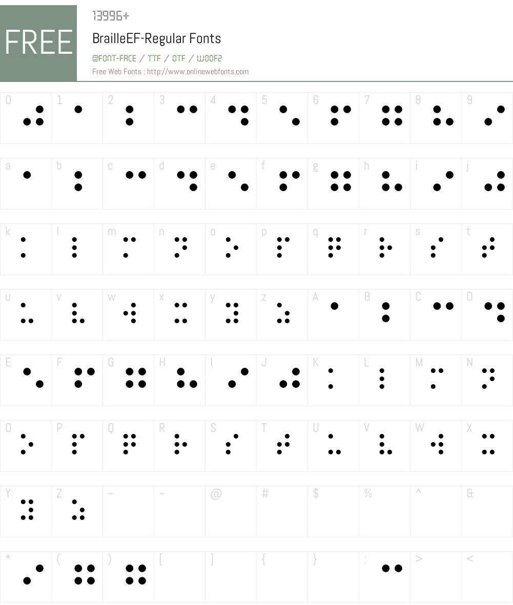 BrailleEF Font Screenshots