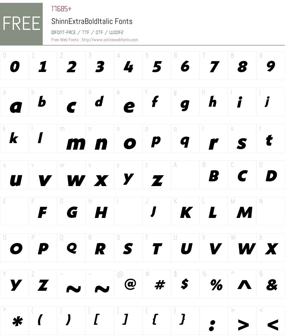 ShinnExtraBoldItalic Font Screenshots