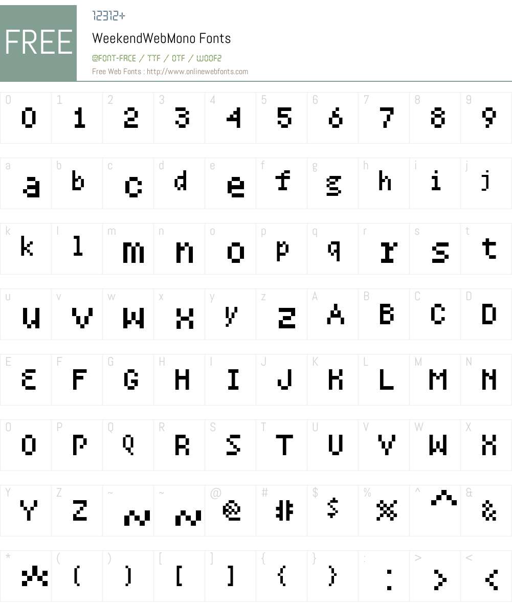 WeekendWebW01-MonoReg Font Screenshots