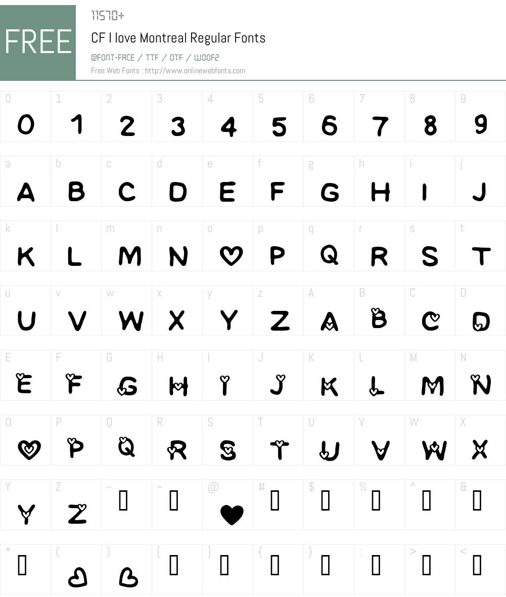 CF I love Montreal Font Screenshots