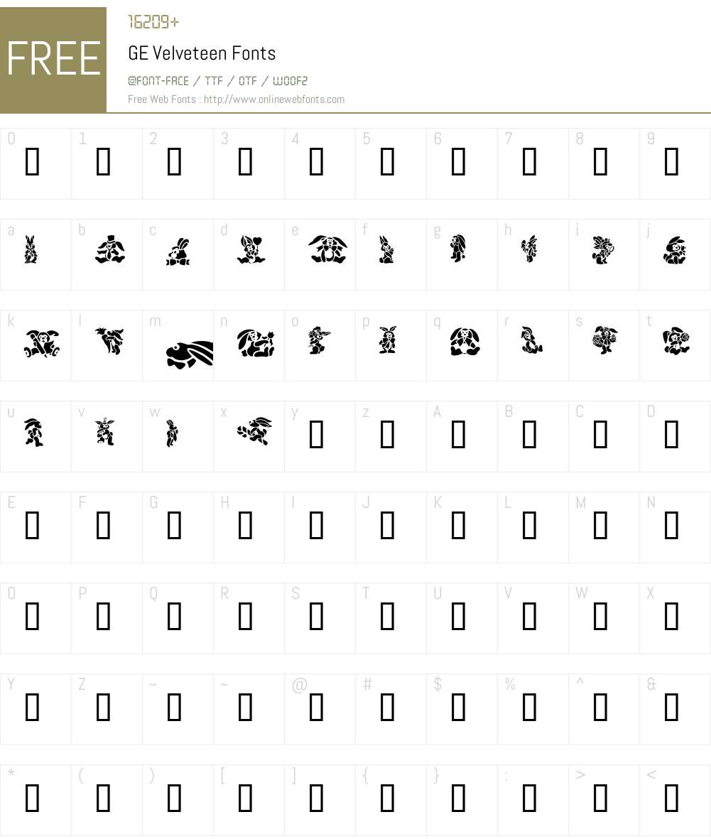 GE Velveteen Font Screenshots