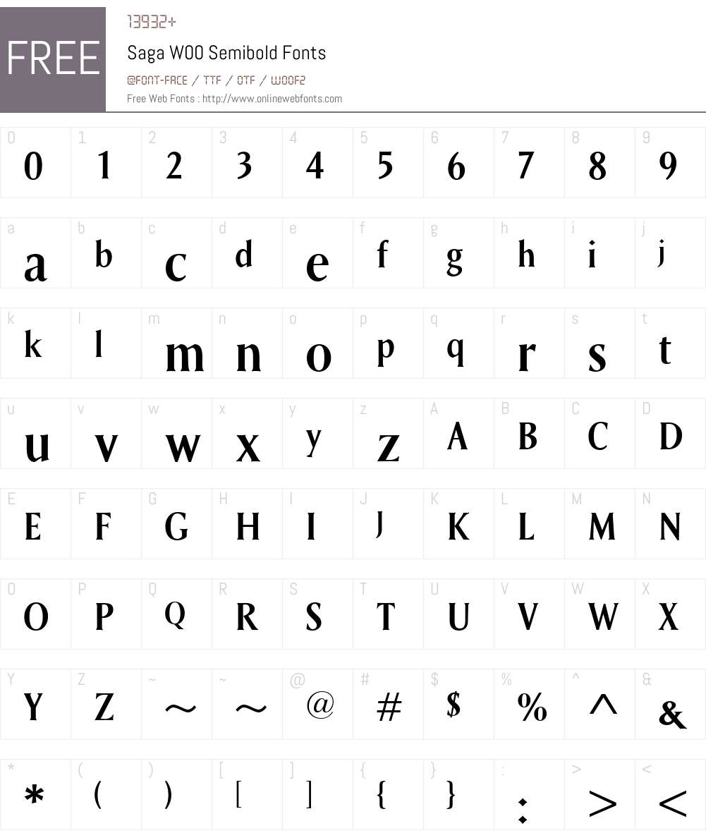 SagaW00-Semibold Font Screenshots
