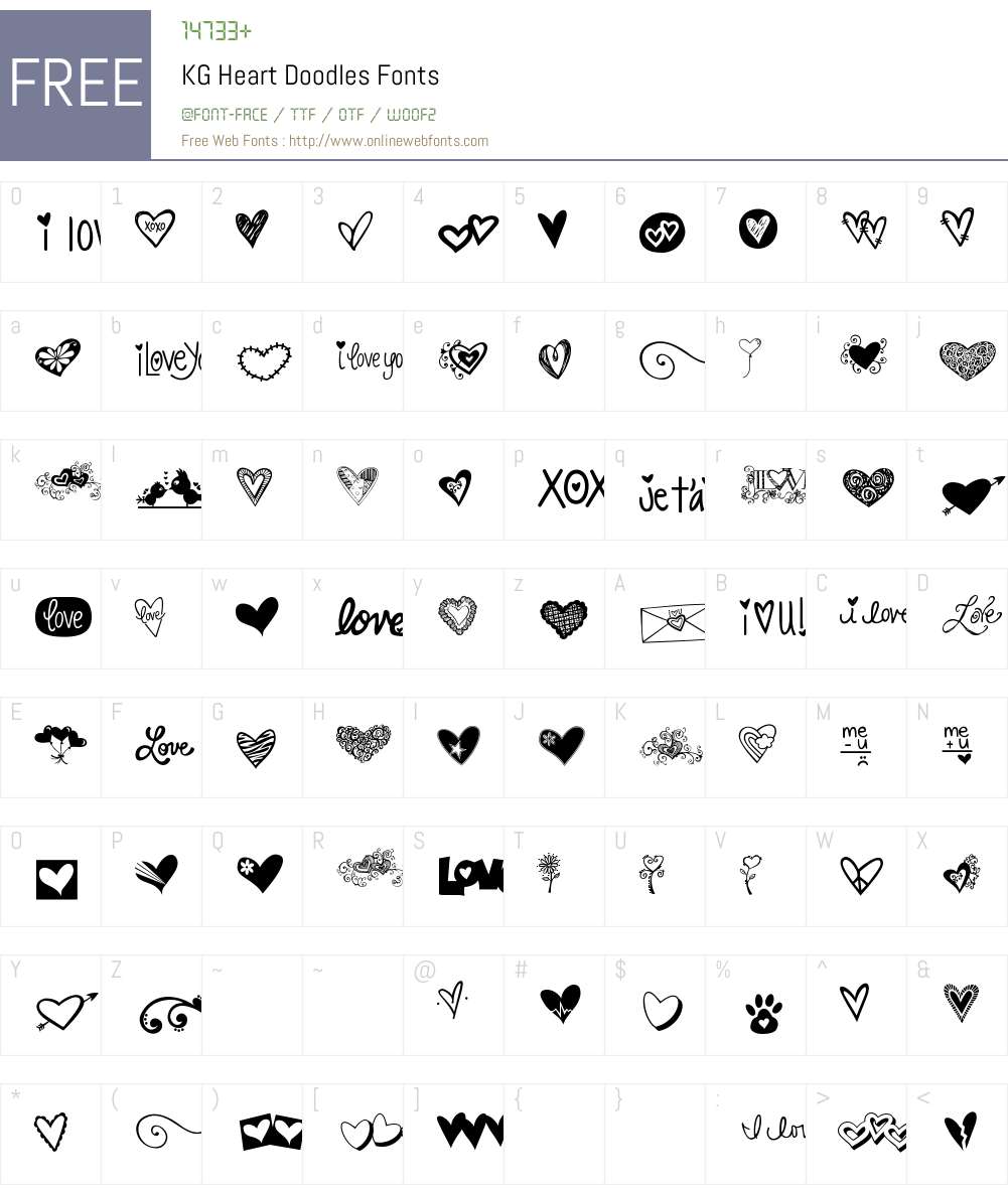 KG Heart Doodles Font Screenshots