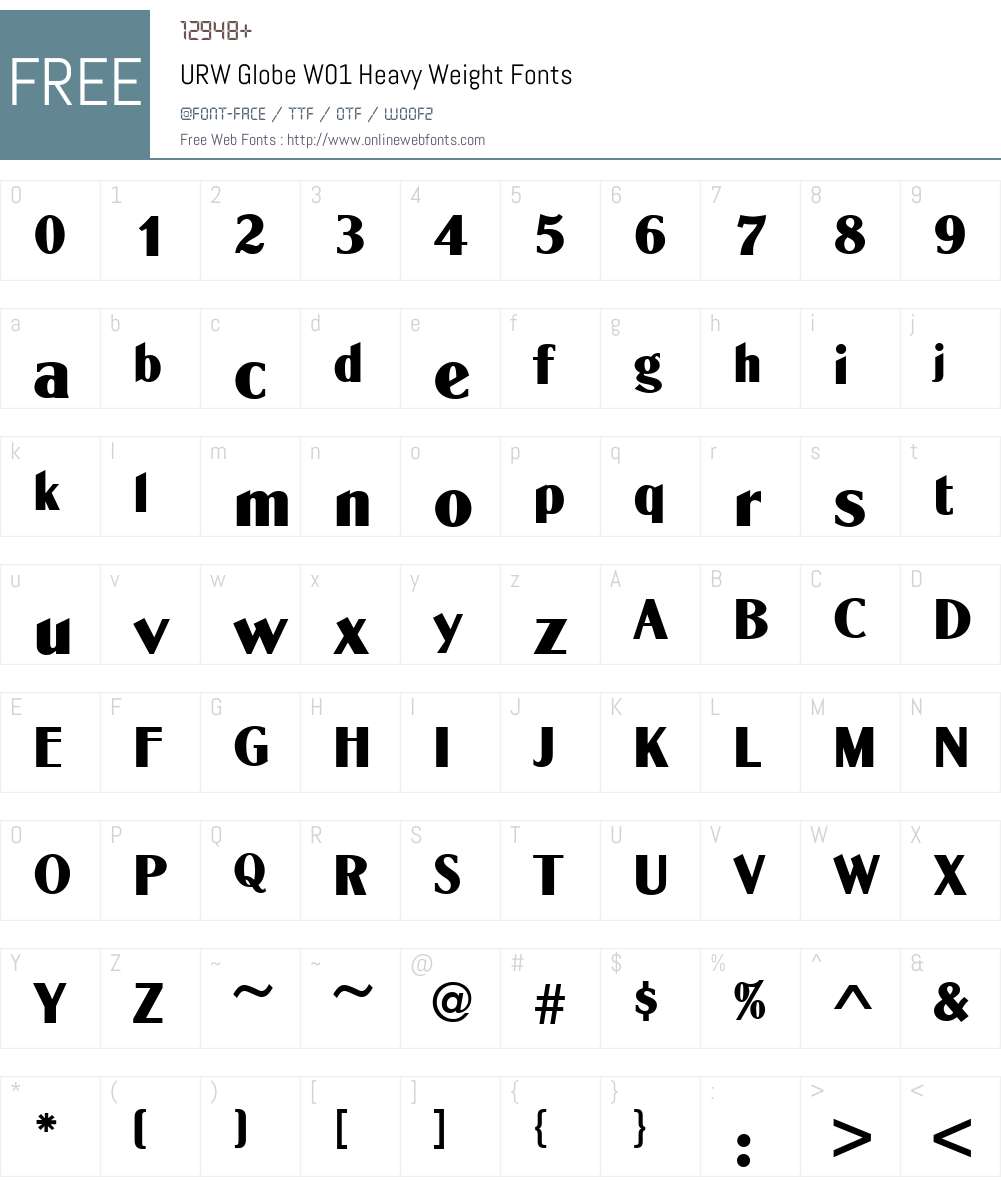 URWGlobeW01-HeavyWeight Font Screenshots