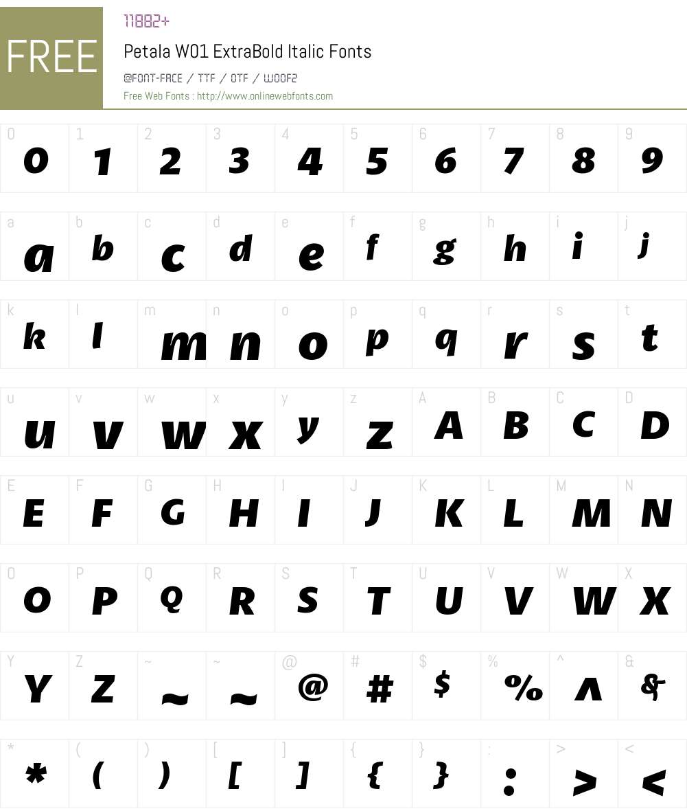 PetalaW01-ExtraBoldItalic Font Screenshots