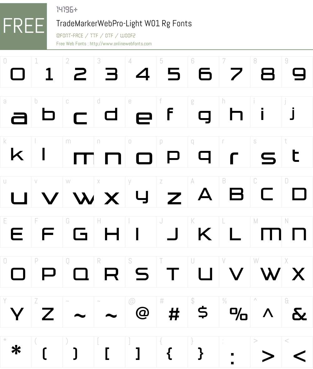 TradeMarkerWebPro-LightW01 Font Screenshots