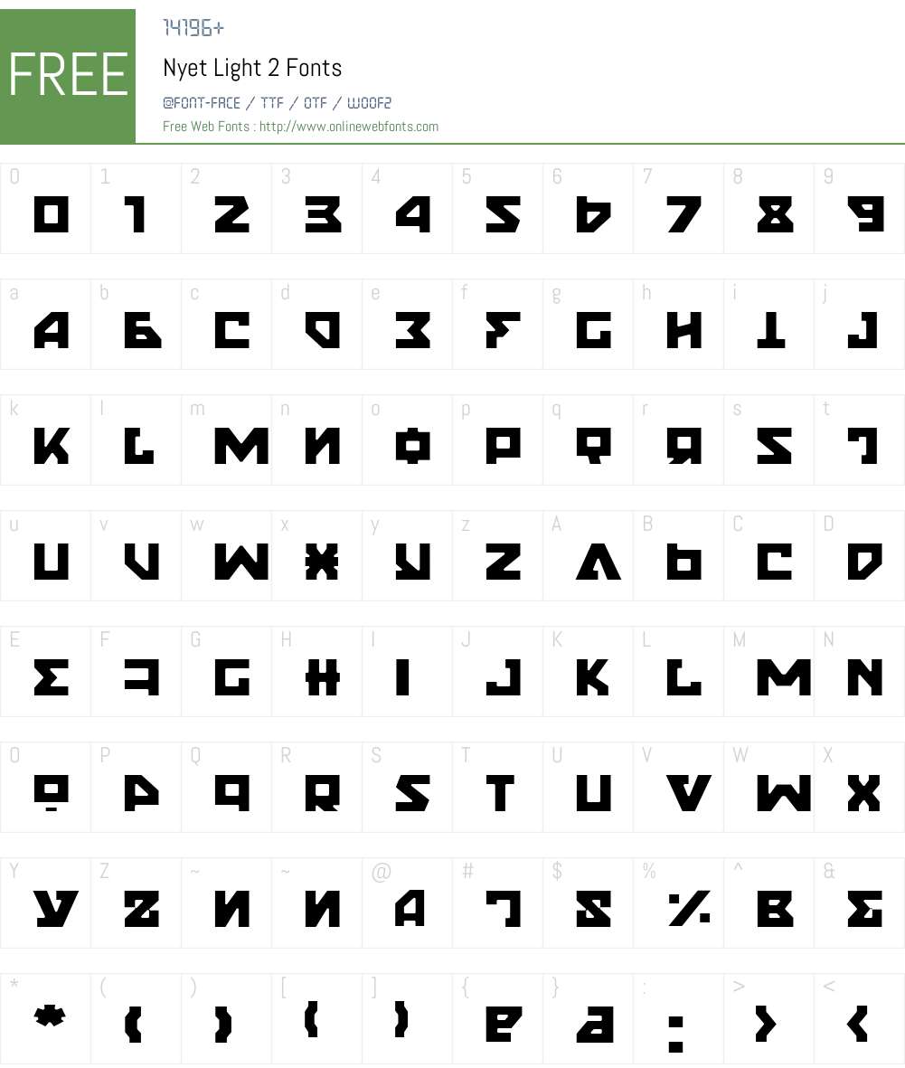 Nyet Light 2 Font Screenshots
