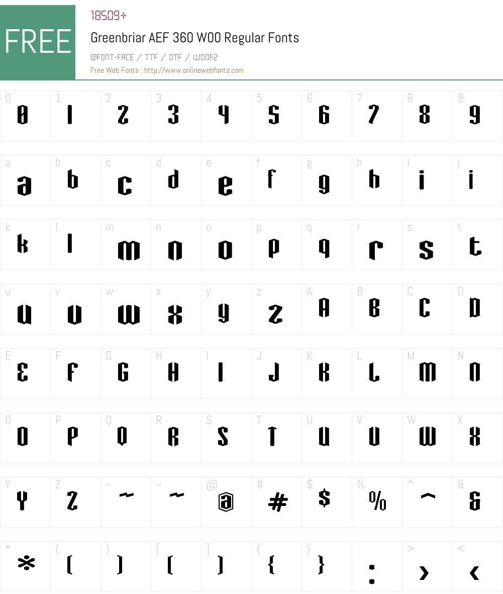 GreenbriarAEF360W00-Regular Font Screenshots