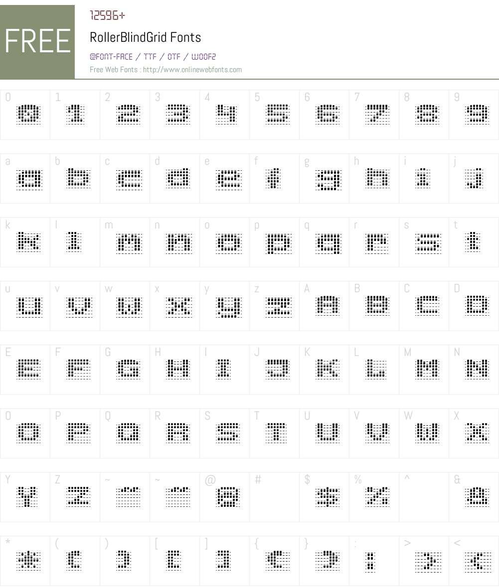 RollerBlindGrid Font Screenshots
