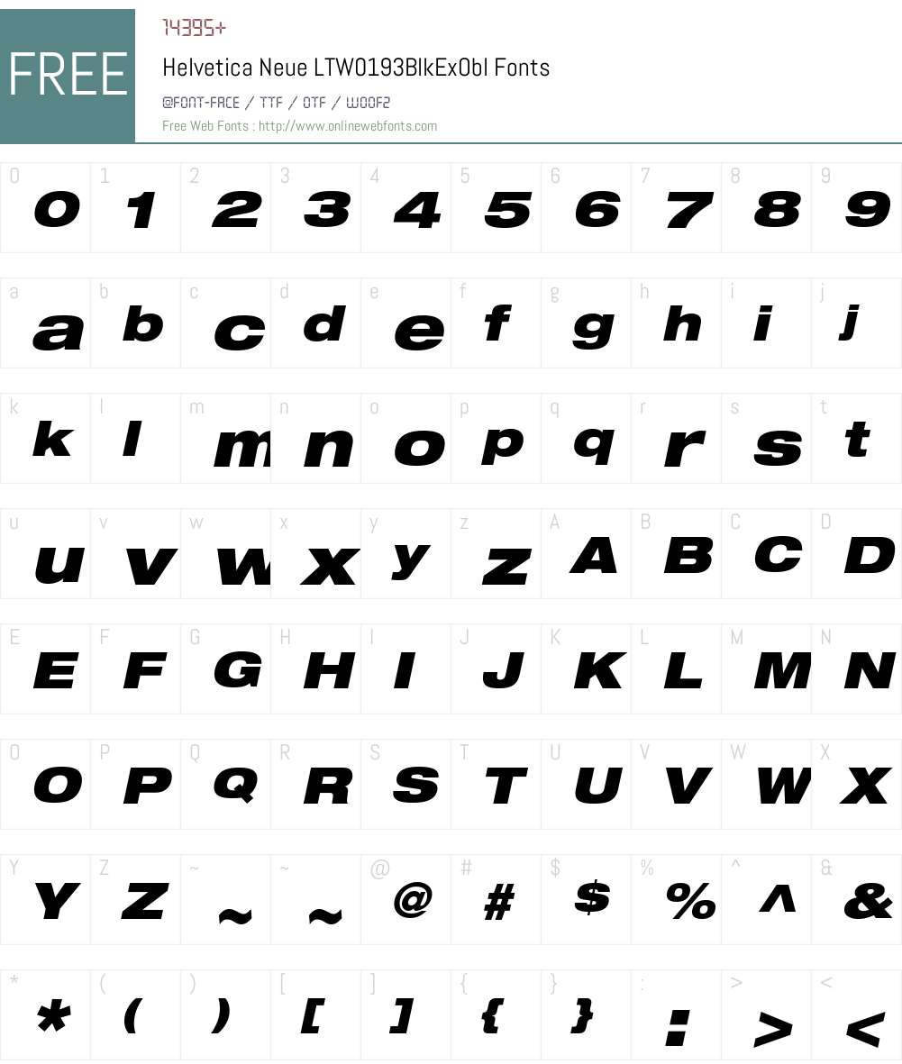 HelveticaNeueLTW01-93BlkExObl Font Screenshots
